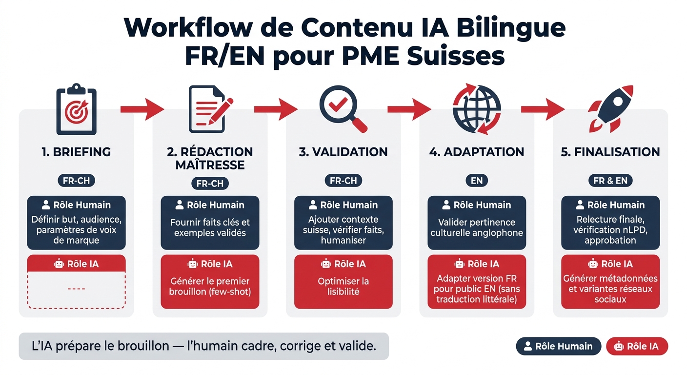 Workflow AI Content Marketing for Swiss SMEs: 5 Key Steps
