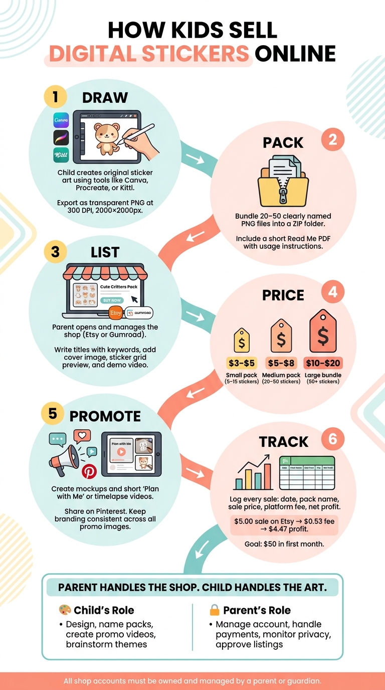 How Kids Sell Digital Stickers Online: Step-by-Step Process