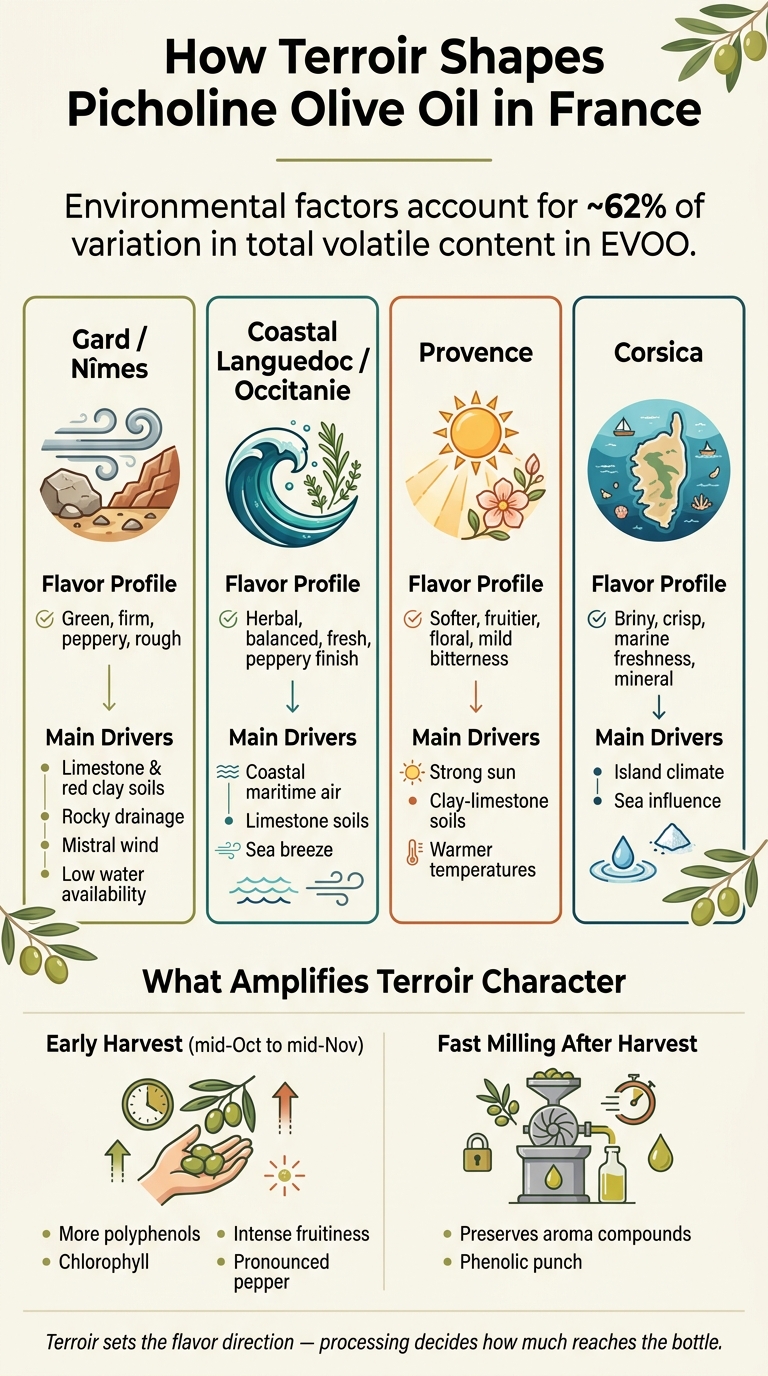 Picholine Olive Oil by French Terroir: Flavor Profiles & Key Drivers