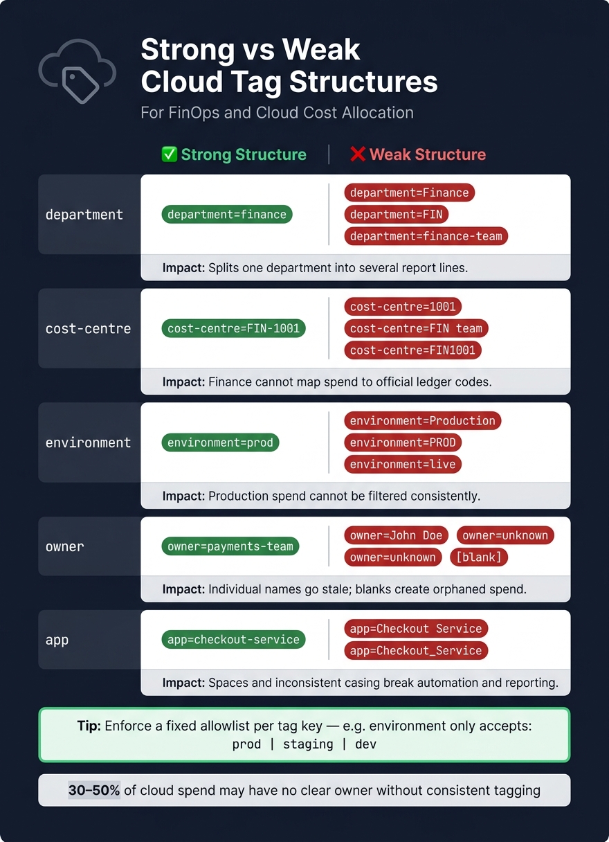 Cloud Tagging Best Practices: Strong vs Weak Tag Structures for Cost Allocation