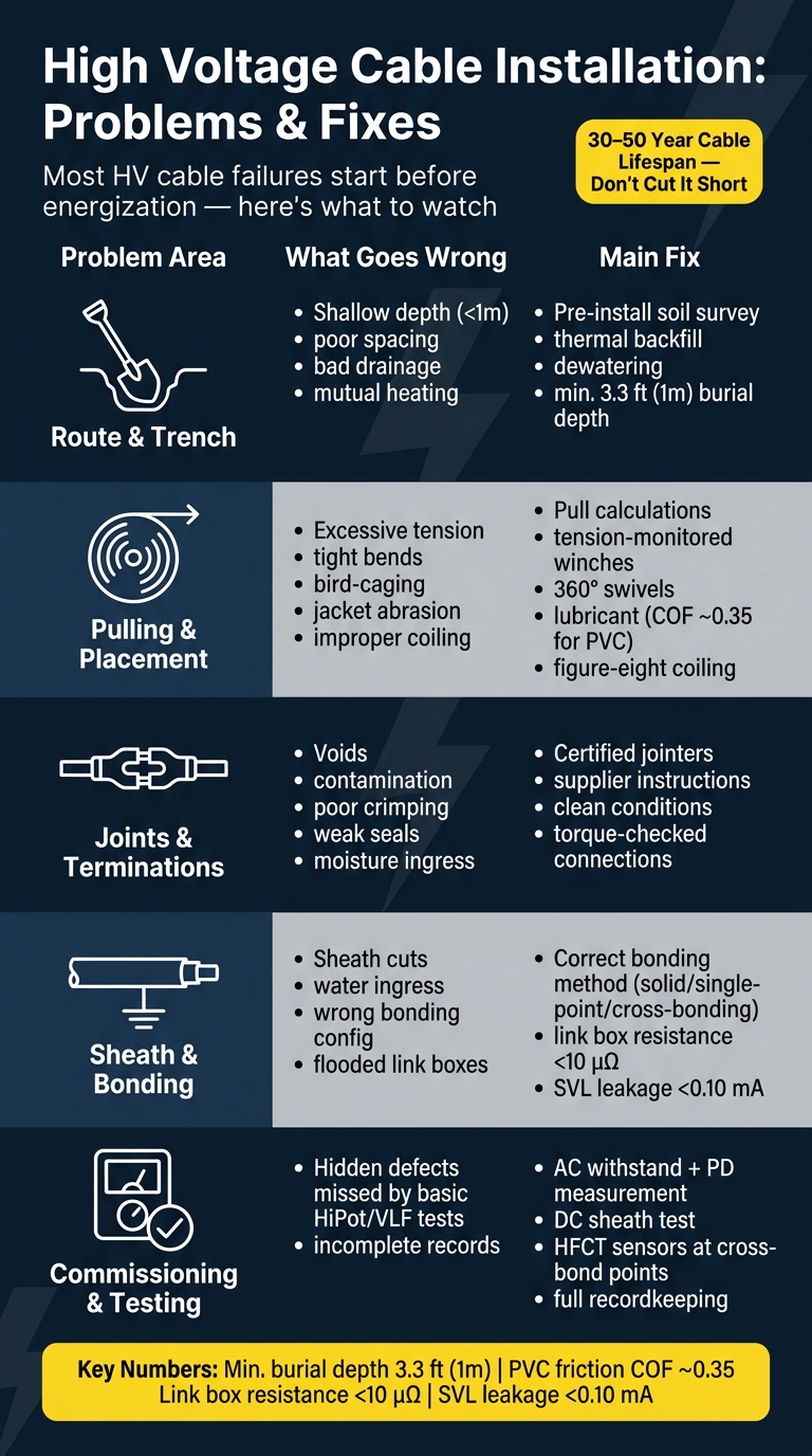 HV Cable Installation: Common Problems, Causes & Fixes at a Glance