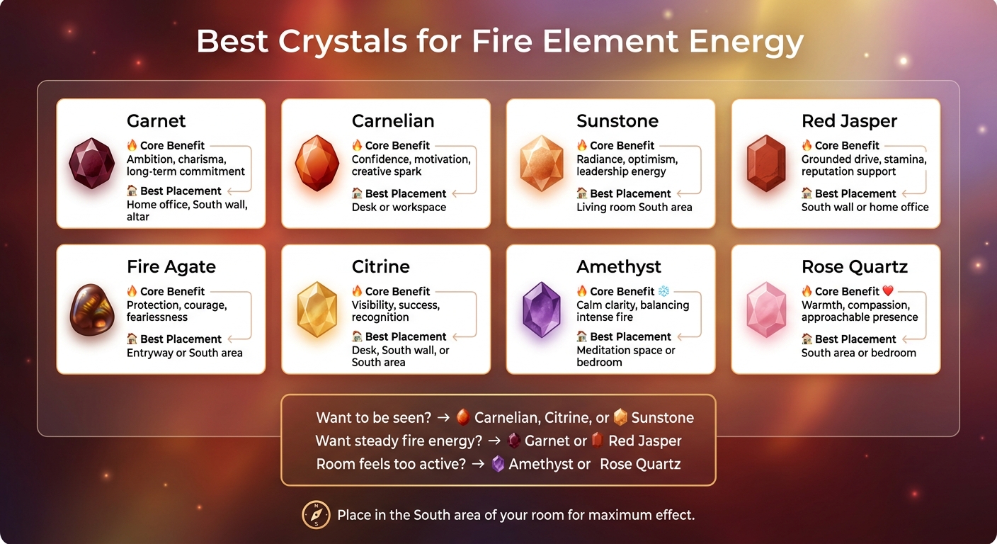 Best Crystals for Fire Element Energy: Quick Reference Guide