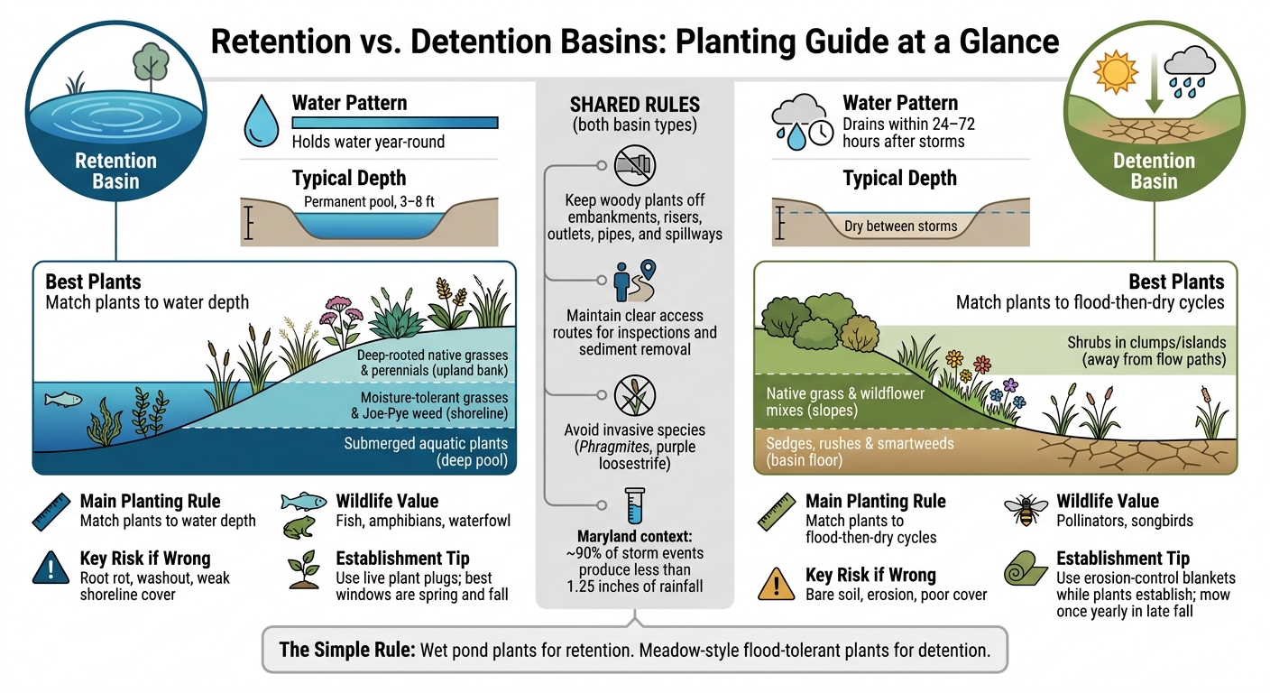 Retention vs. Detention Basins: Planting Guide at a Glance