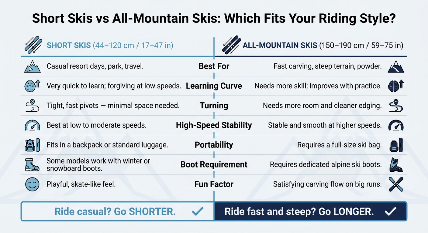 Short Skis vs All-Mountain Skis: Quick Comparison Guide