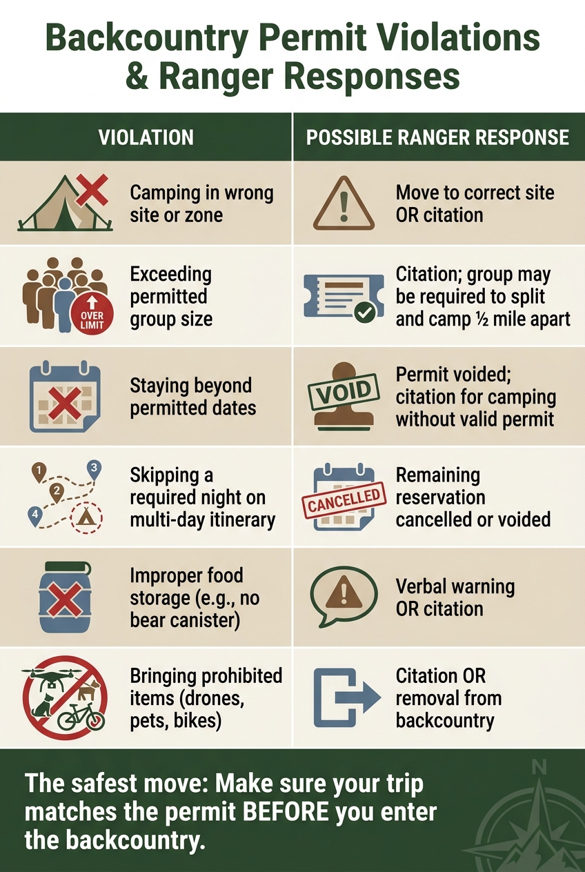 Backcountry Permit Violations & Ranger Responses