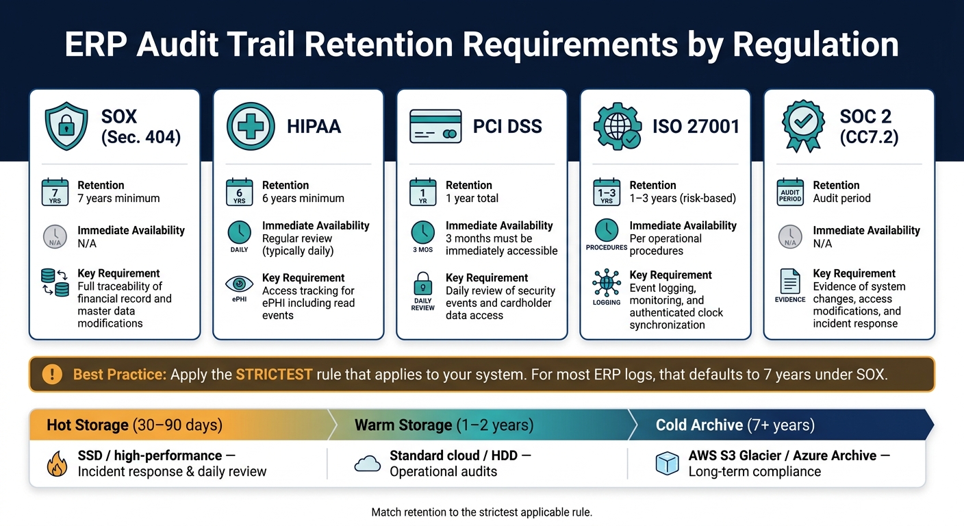 ERP Audit Trail Retention Requirements by Regulation