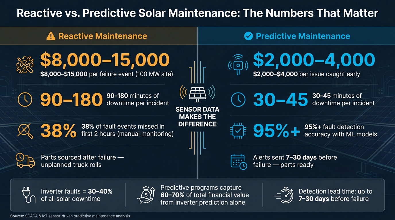Reactive vs. Predictive Solar Maintenance: Cost, Downtime & Detection Windows