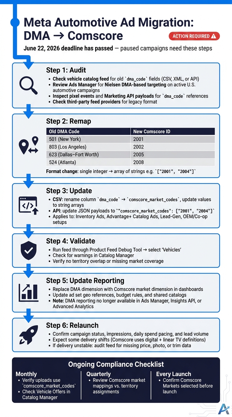 Meta Automotive Ad Migration: DMA to Comscore Step-by-Step Guide