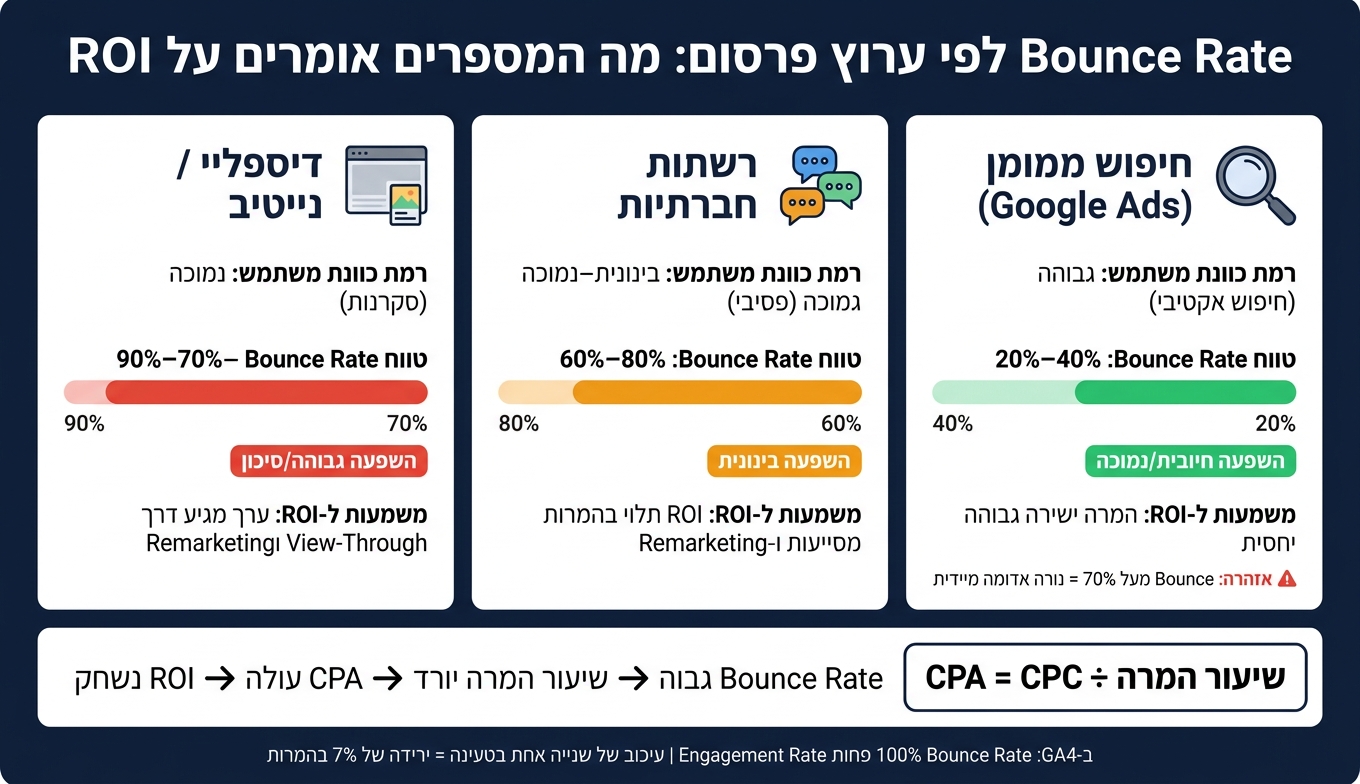 Bounce Rate לפי ערוץ פרסום: מה המספרים אומרים על ROI