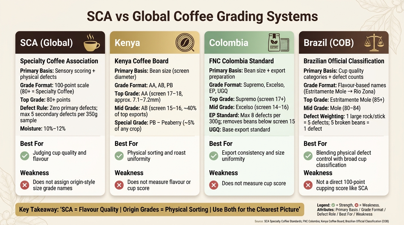 SCA vs Global Coffee Grading Systems: What Each Score Really Tells You