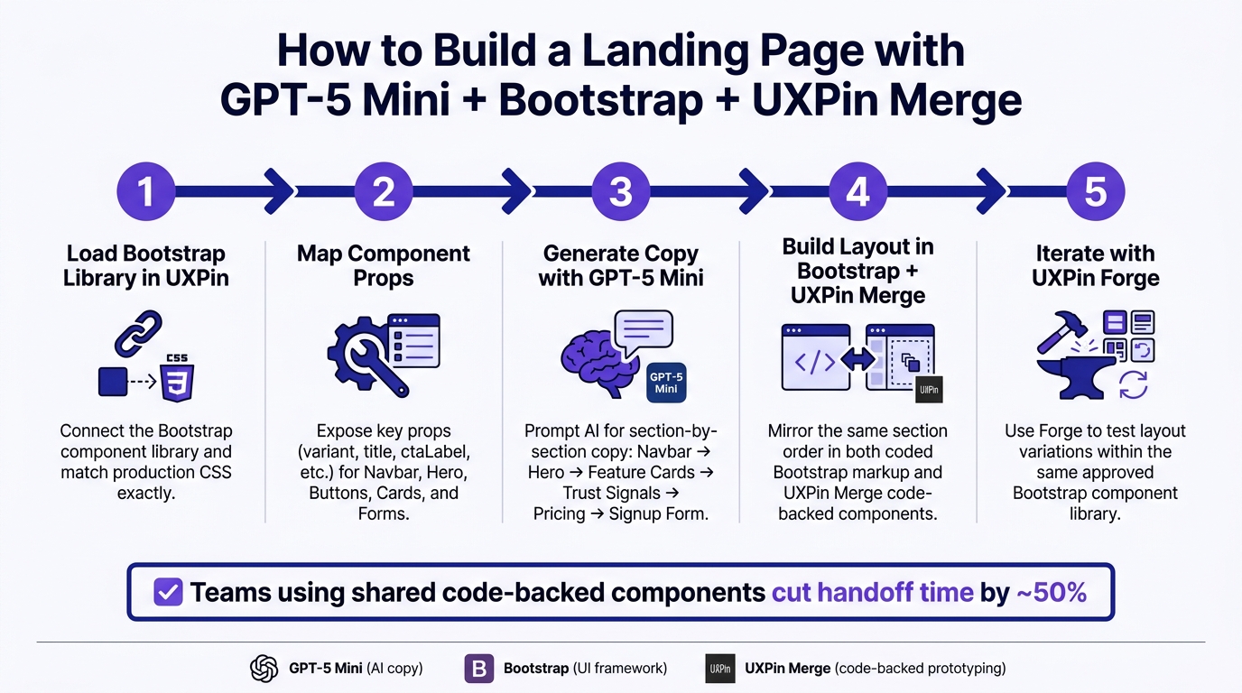 How to Build a Landing Page with GPT-5 Mini, Bootstrap & UXPin Merge