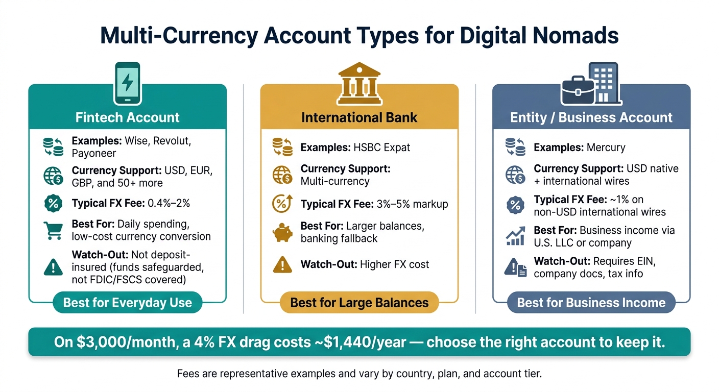 Multi-Currency Account Types for Digital Nomads: Costs & Use Cases