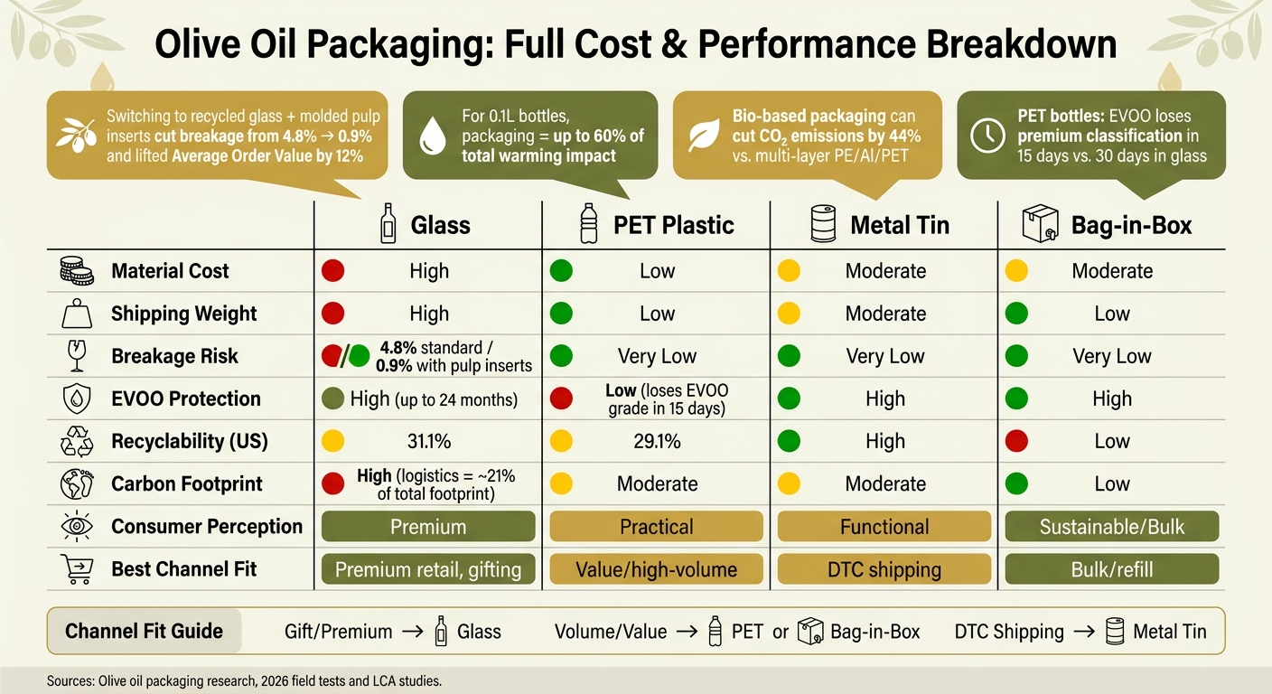 Olive Oil Packaging Formats: Cost, Protection & Sustainability Compared
