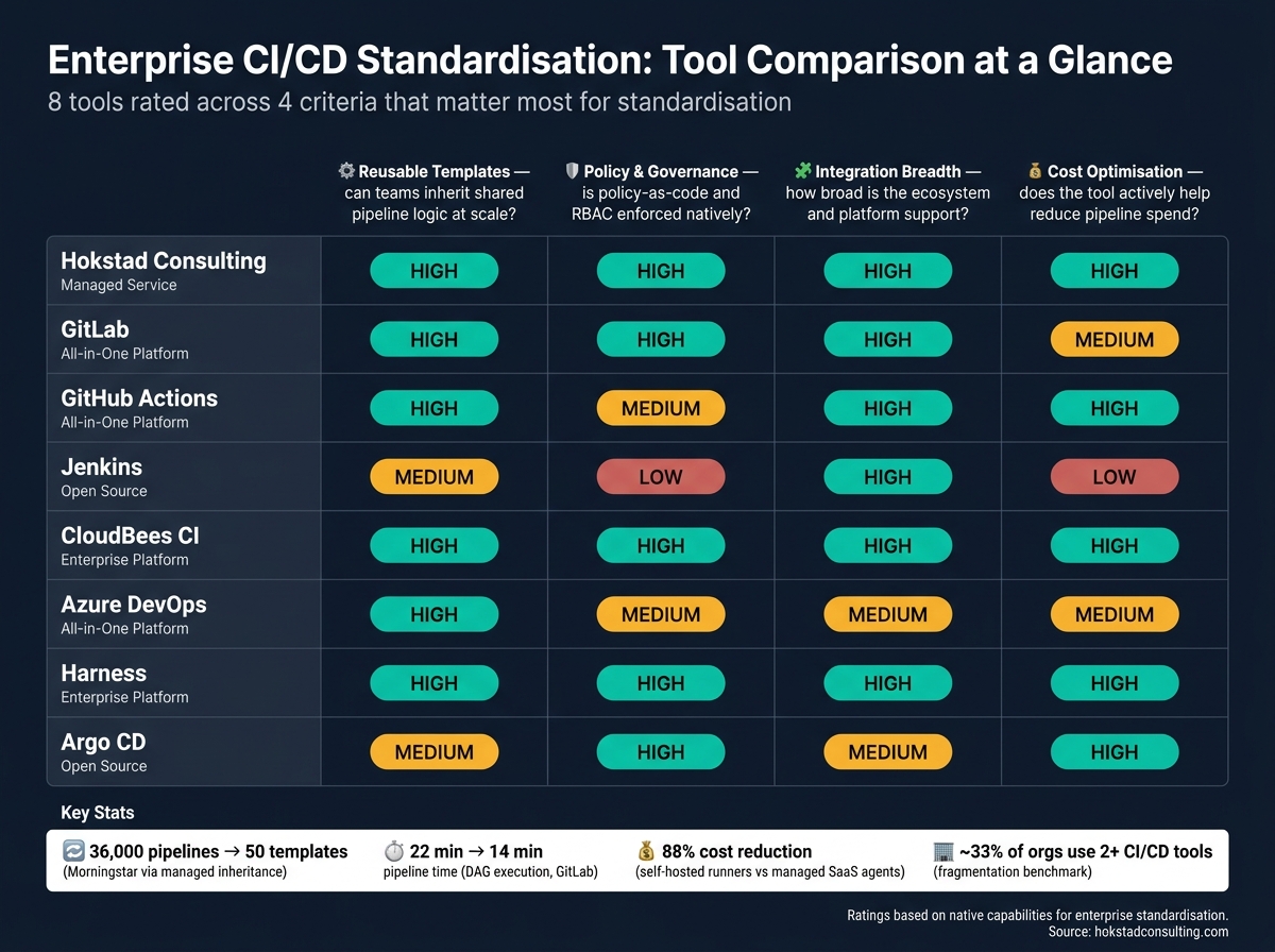 Enterprise CI/CD Tools Compared: Templates, Governance &amp; Cost Control