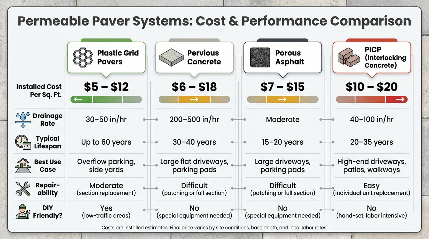 Permeable Paver Cost Comparison by System Type