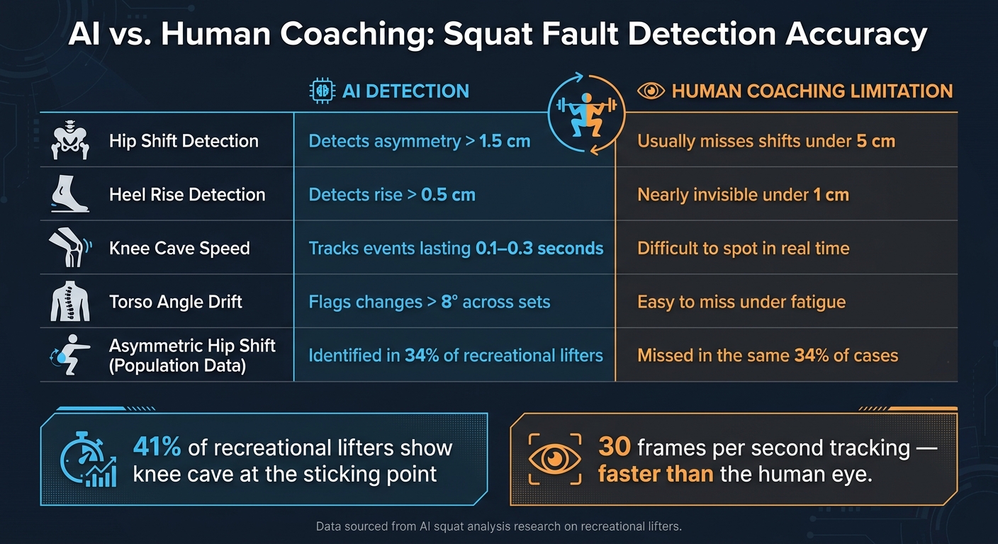 AI vs. Human Coaching: Squat Fault Detection Accuracy
