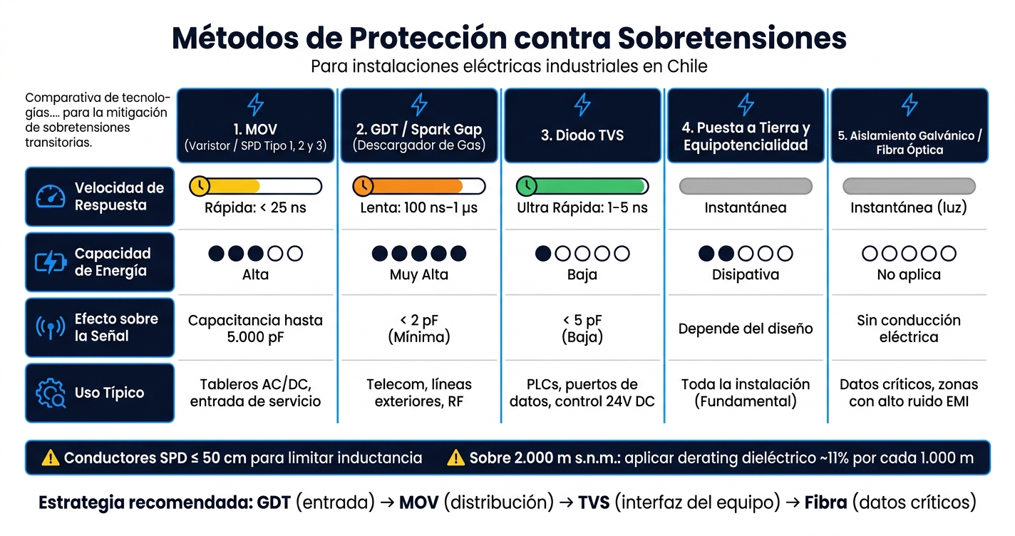 Comparativa de Métodos de Protección contra Sobretensiones