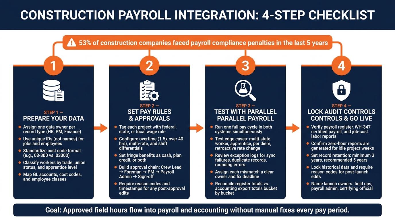 Construction Payroll Integration Checklist: 4-Step Setup Guide