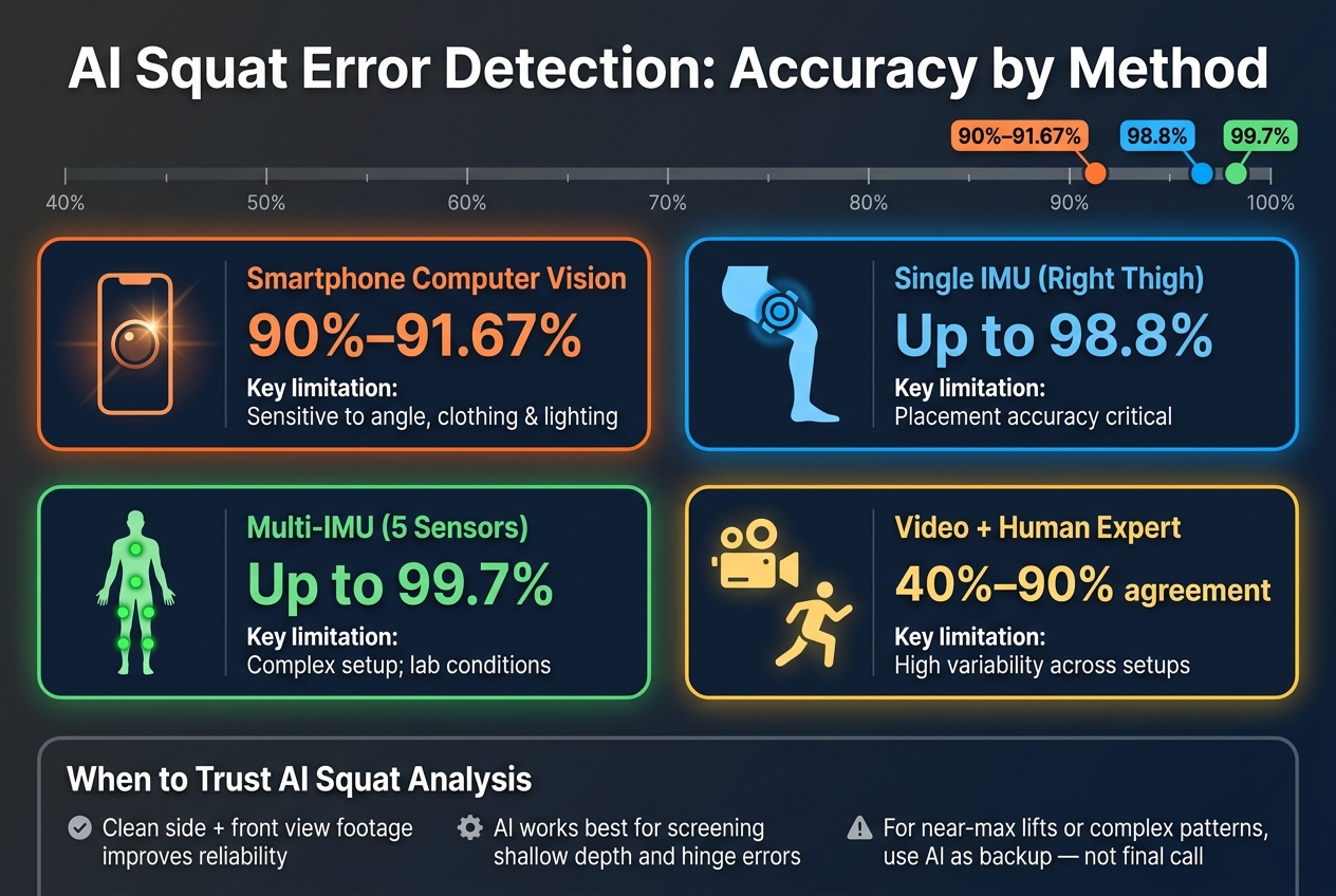 AI Squat Error Detection: Accuracy by Method