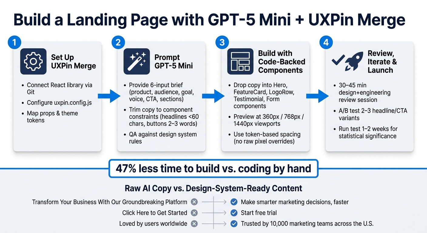 How to Build a Landing Page with GPT-5 Mini & UXPin Merge: 4-Step Workflow