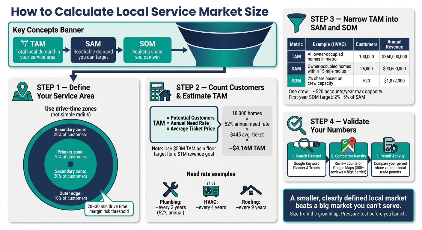 How to Calculate Local Service Market Size: TAM, SAM & SOM