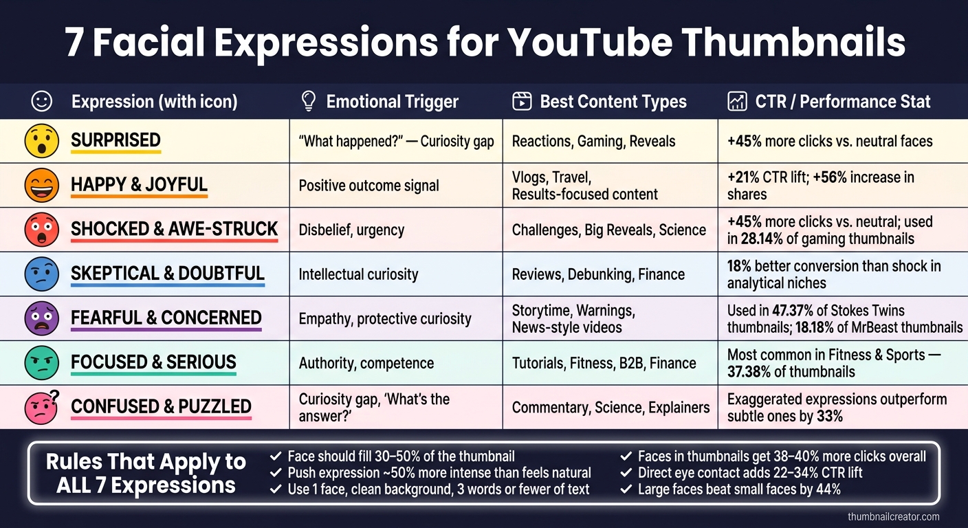 7 Facial Expressions for YouTube Thumbnails: Which One Gets More Clicks?