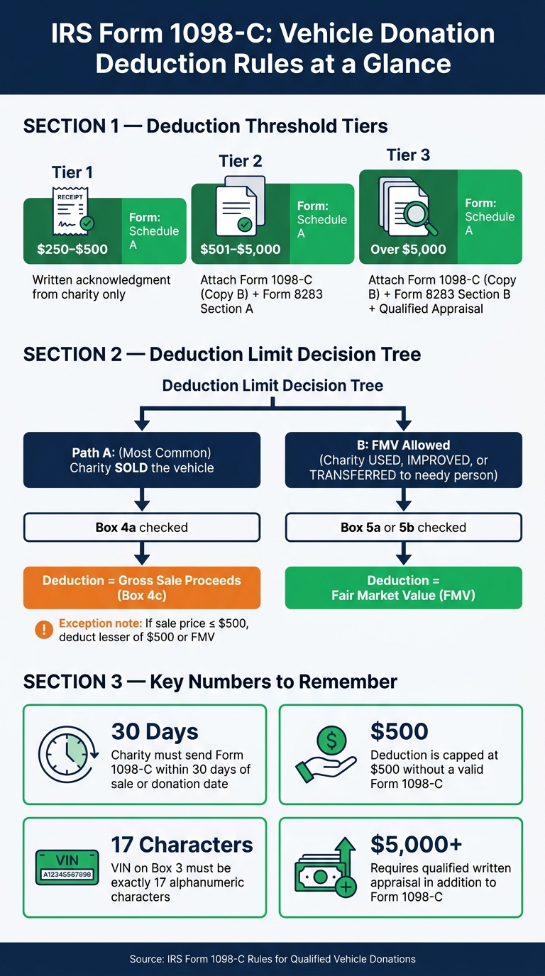 IRS Form 1098-C: Vehicle Donation Deduction Rules at a Glance