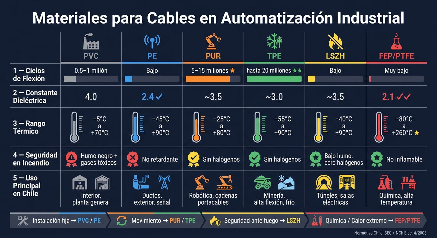 Materiales para Cables en Automatización: Comparativa Técnica