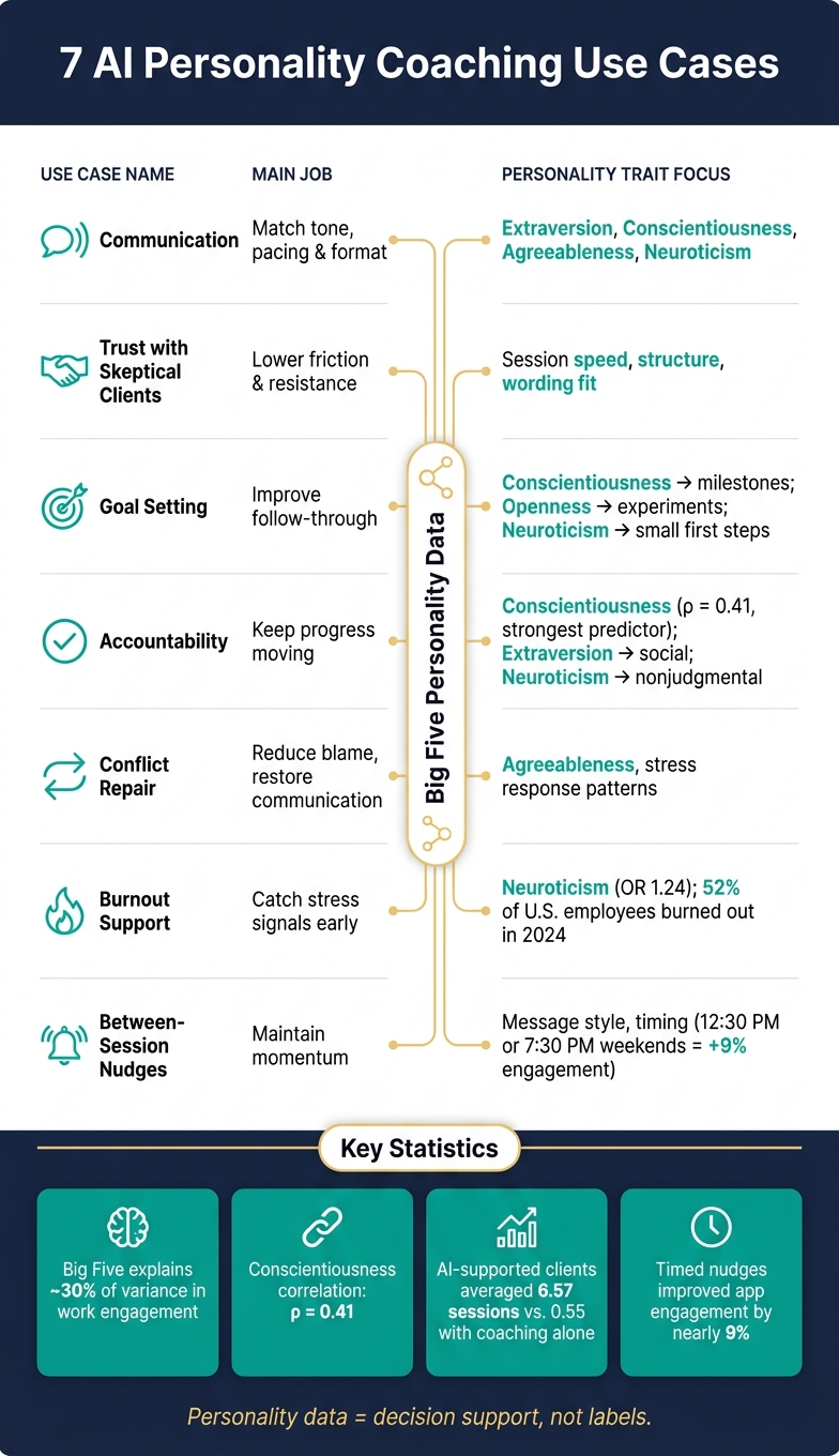 7 AI Personality Coaching Use Cases: Traits, Tools & Outcomes