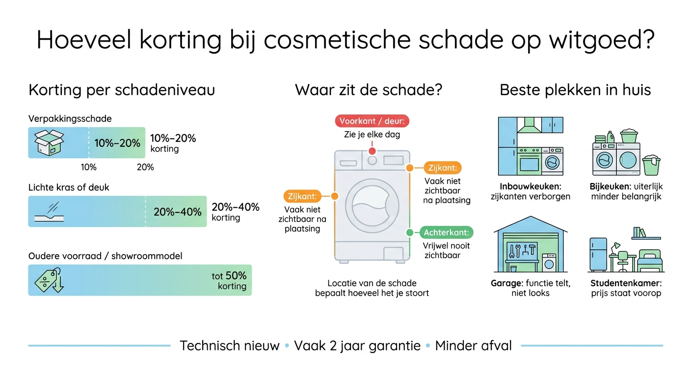 B-keus witgoed: korting per type cosmetische schade