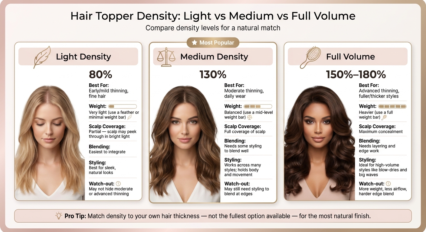 Hair Topper Density Comparison: Light vs Medium vs Full Volume