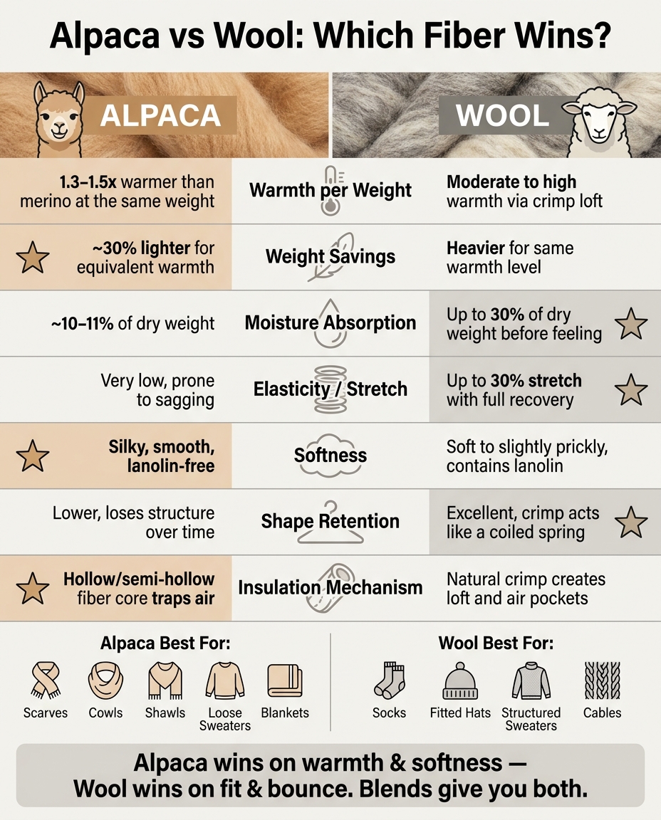 Alpaca vs Wool: Warmth, Weight & Performance Compared