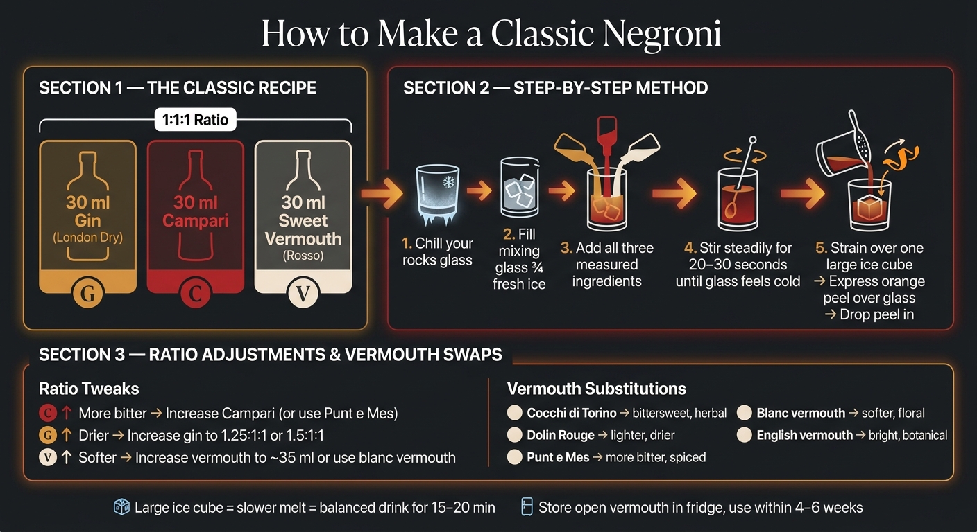 How to Make a Classic Negroni: Recipe, Ratios & Vermouth Swaps