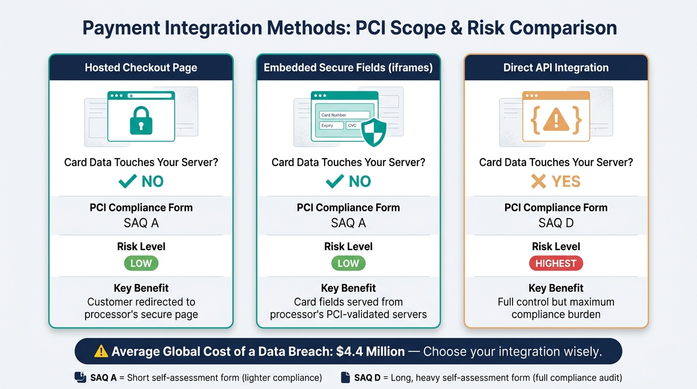 Payment Integration Methods: PCI Scope & Risk Comparison