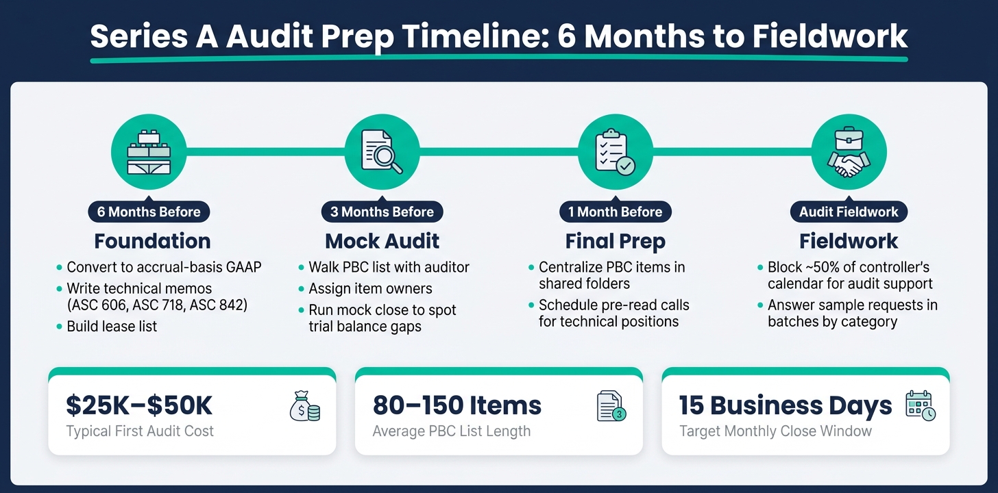 Series A Audit Prep Timeline: 6 Months to Fieldwork