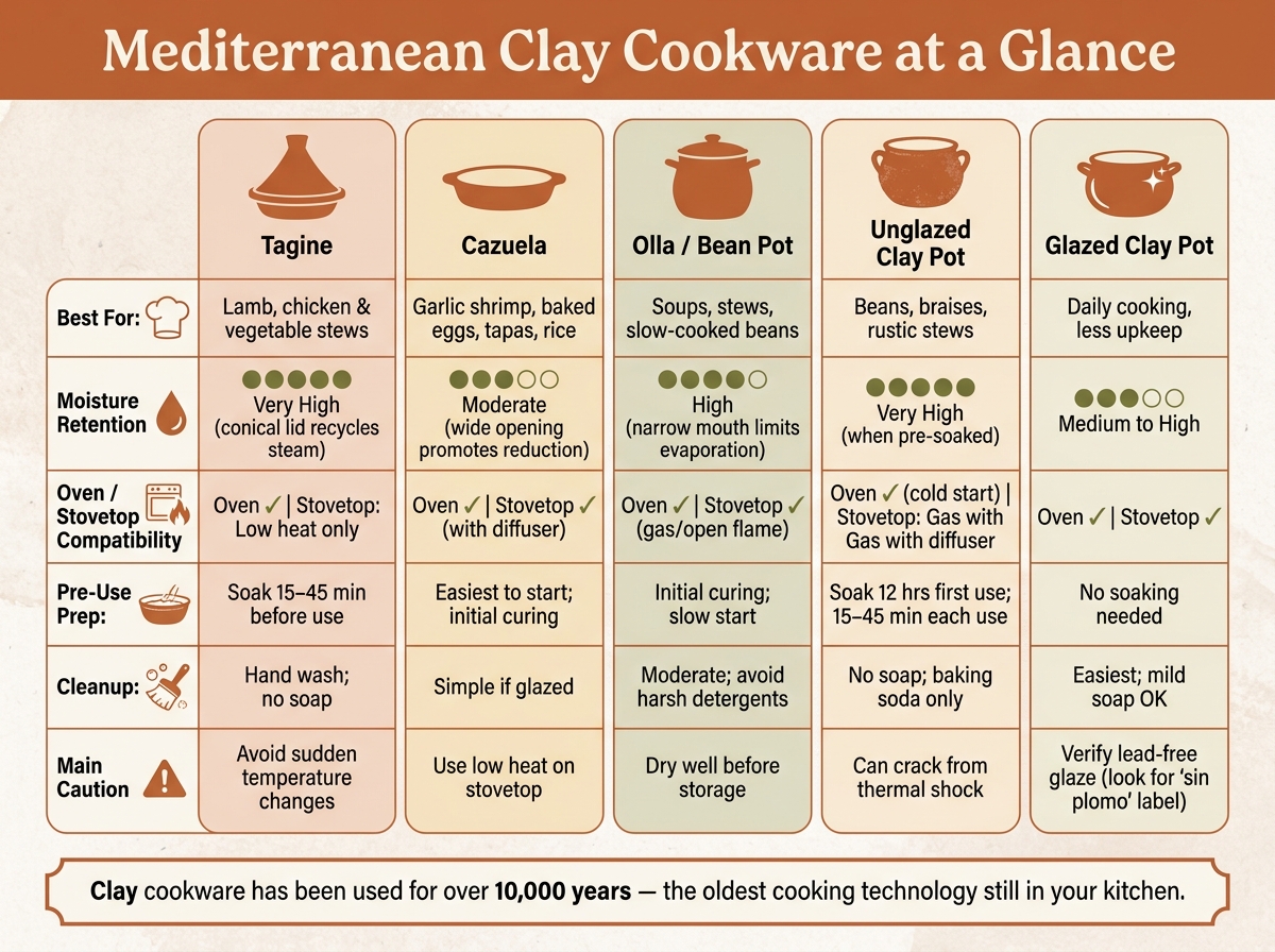 Mediterranean Clay Cookware: Tagine vs Cazuela vs Olla vs Clay Pots Compared