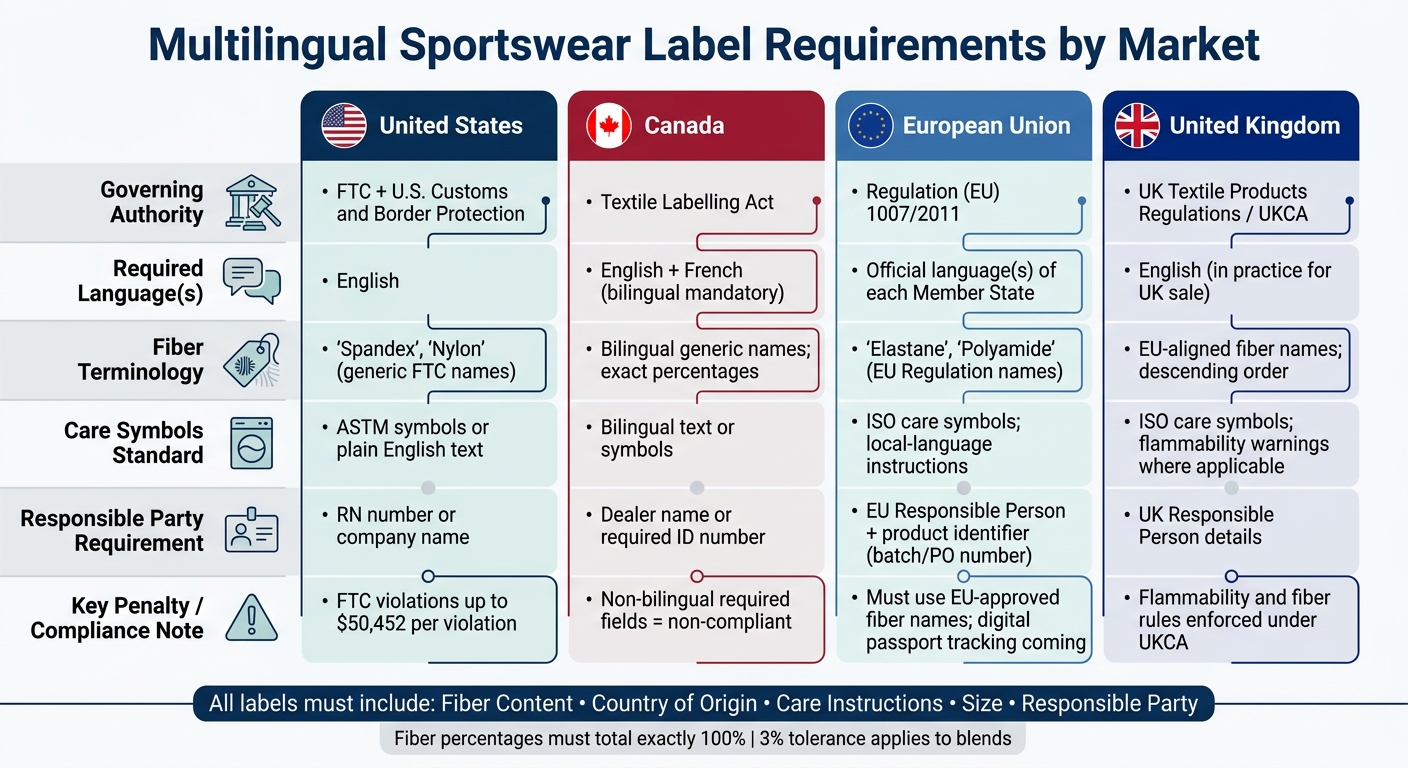 Multilingual Sportswear Label Requirements by Market