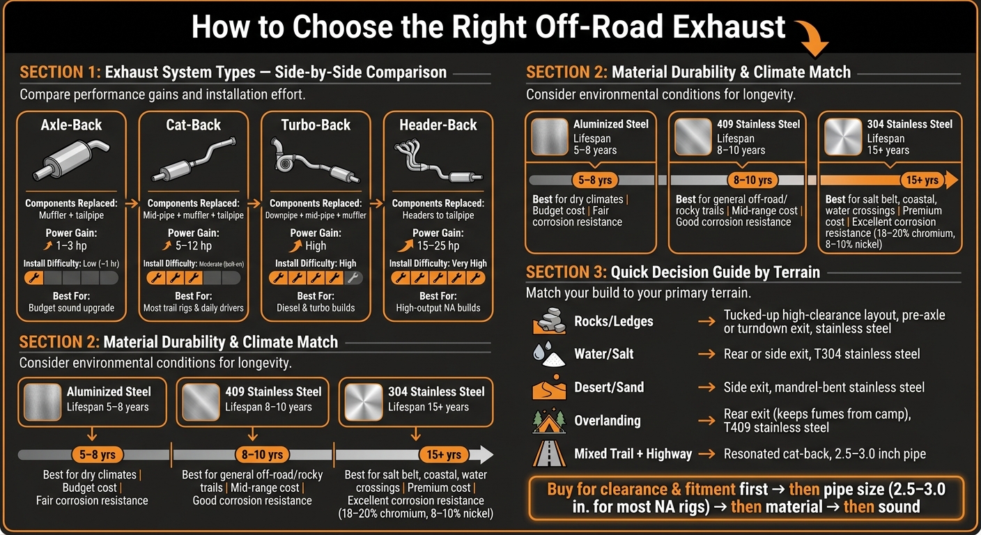 Off-Road Exhaust Systems Compared: Type, Material & Performance