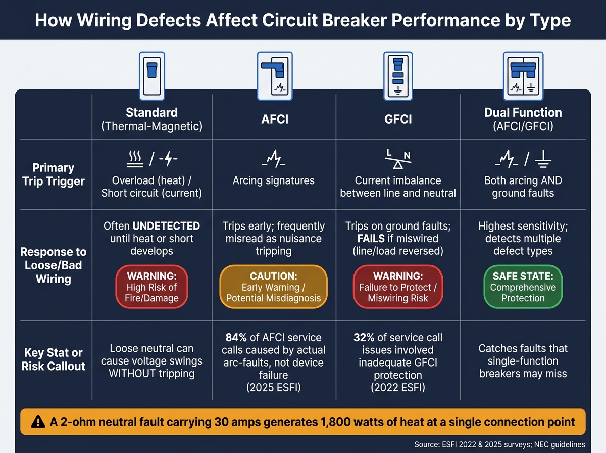 How Wiring Defects Affect Circuit Breaker Performance by Type