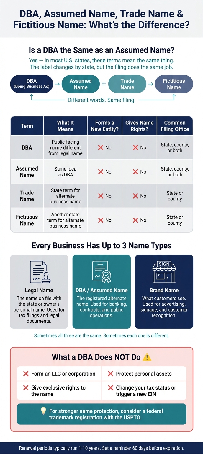 DBA vs. Assumed Name vs. Trade Name: Key Differences Explained