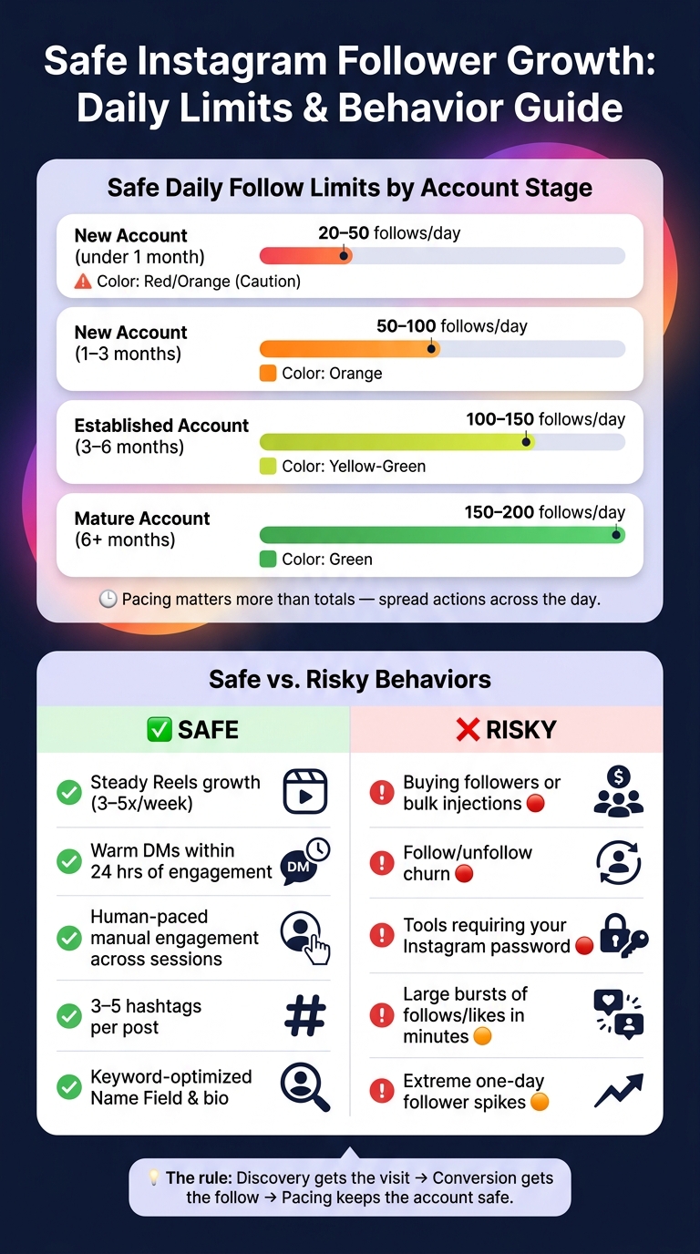 Safe vs. Risky Instagram Growth: Daily Limits & Behaviors at a Glance