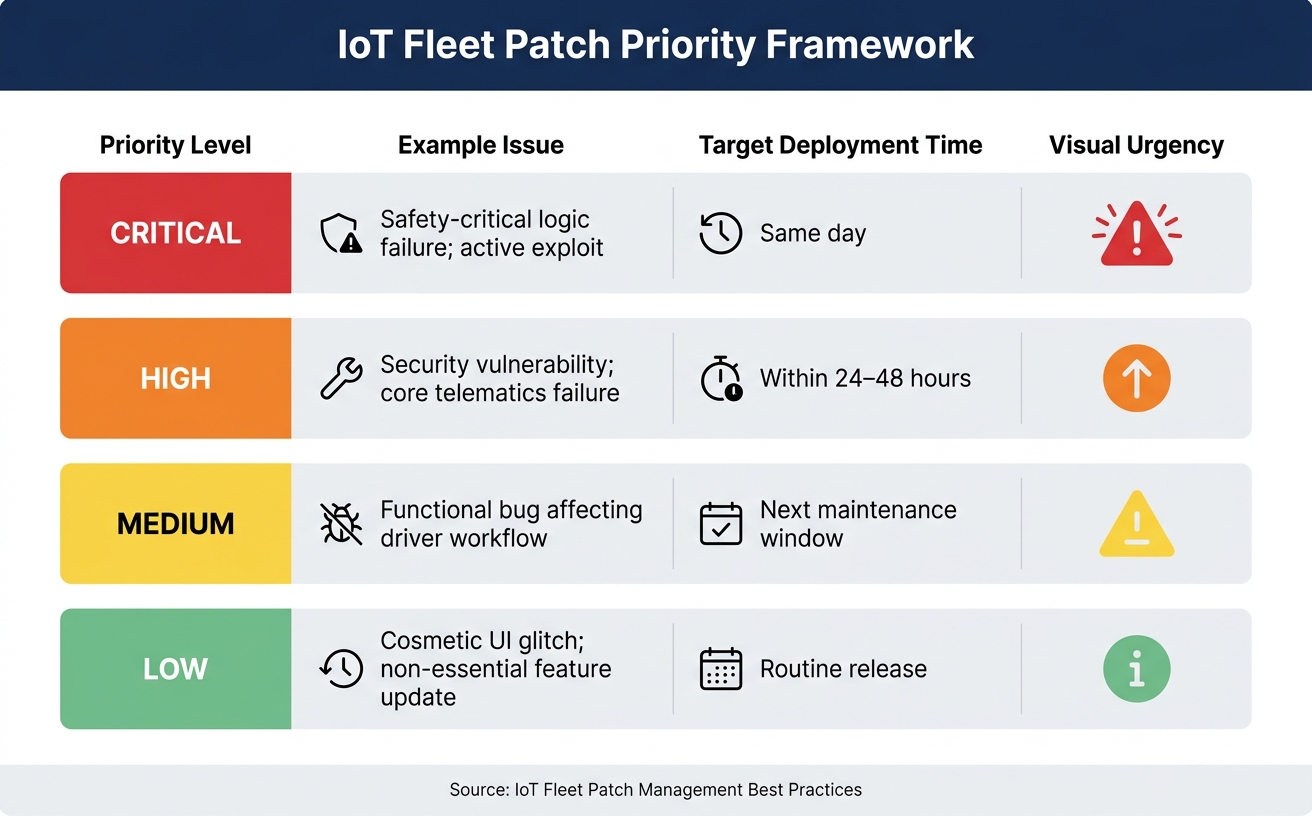 IoT Fleet Patch Priority Levels: Response Times & Approval Paths