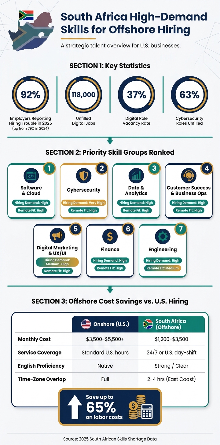 South Africa High-Demand Skills for Offshore Hiring: At a Glance