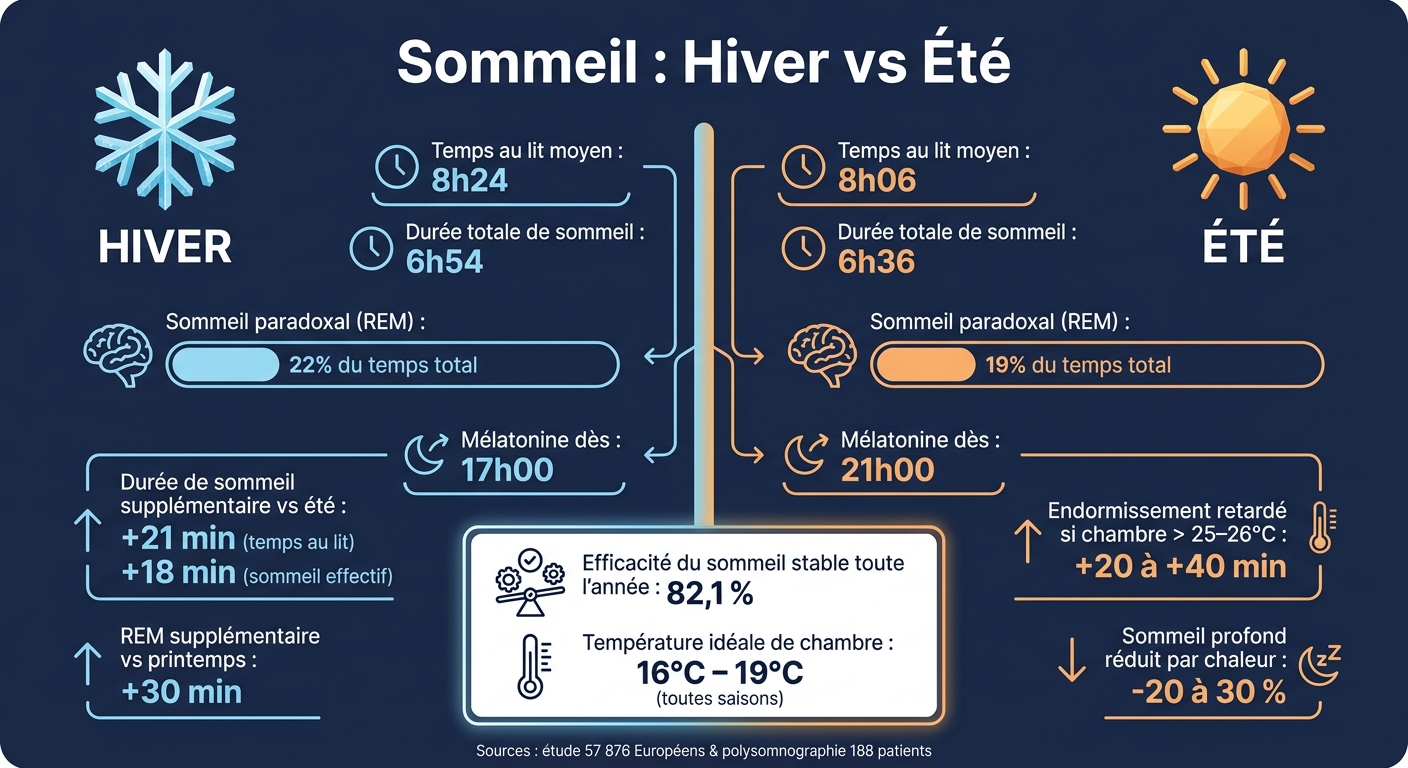 Sommeil en hiver vs été : chiffres clés et différences saisonnières