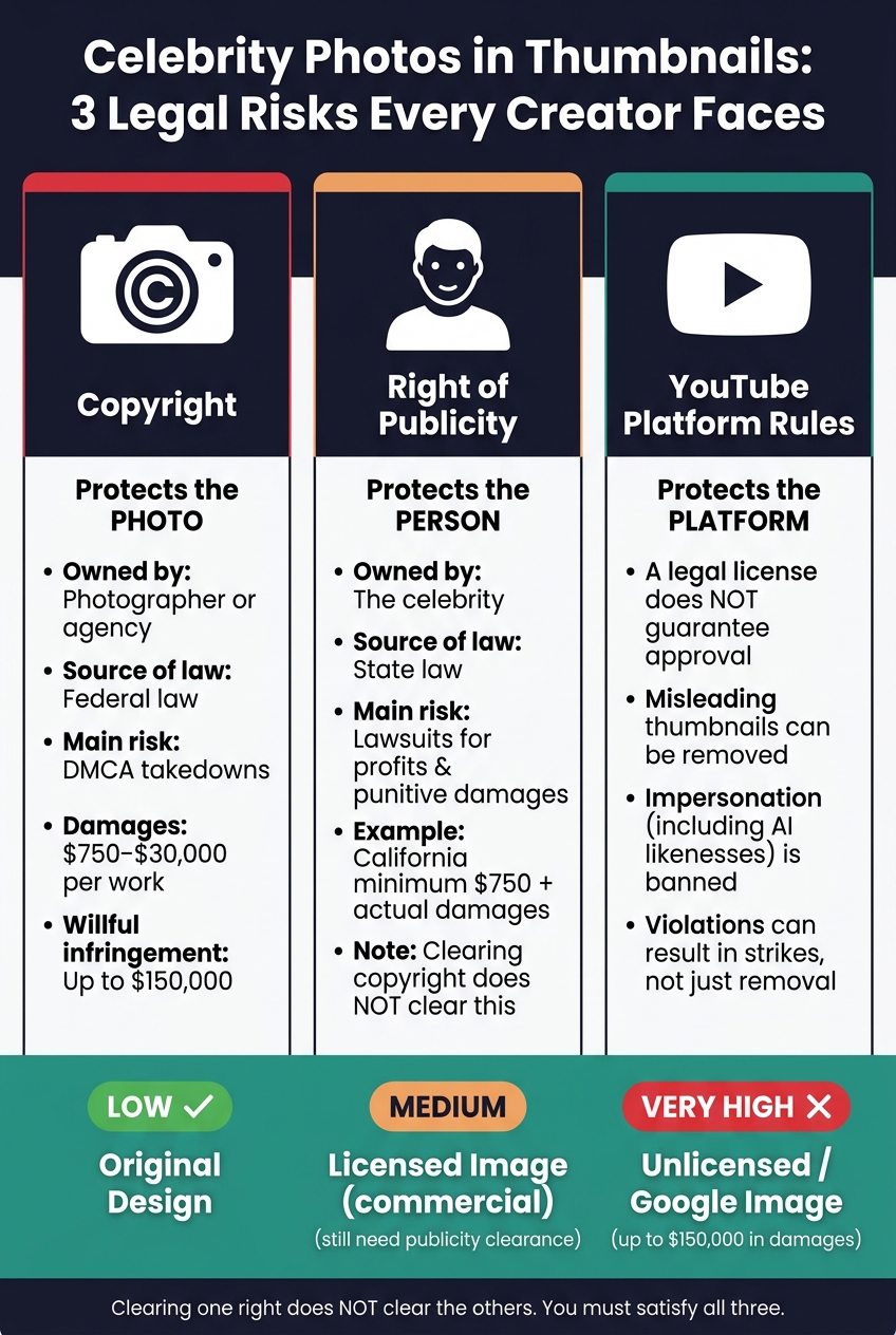 Celebrity Photos in Thumbnails: Copyright vs. Publicity Rights vs. YouTube Rules
