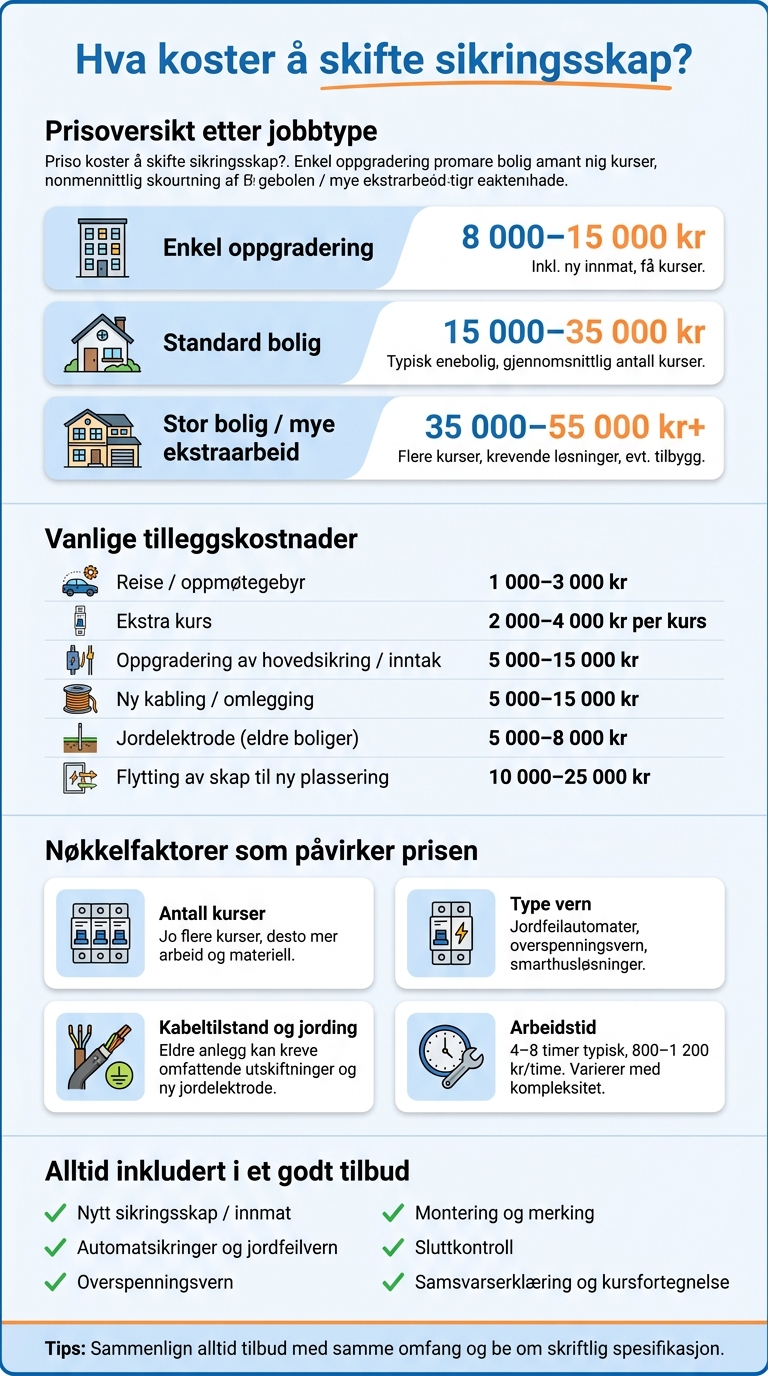 Hva koster det å skifte sikringsskap? Prisoversikt 2024