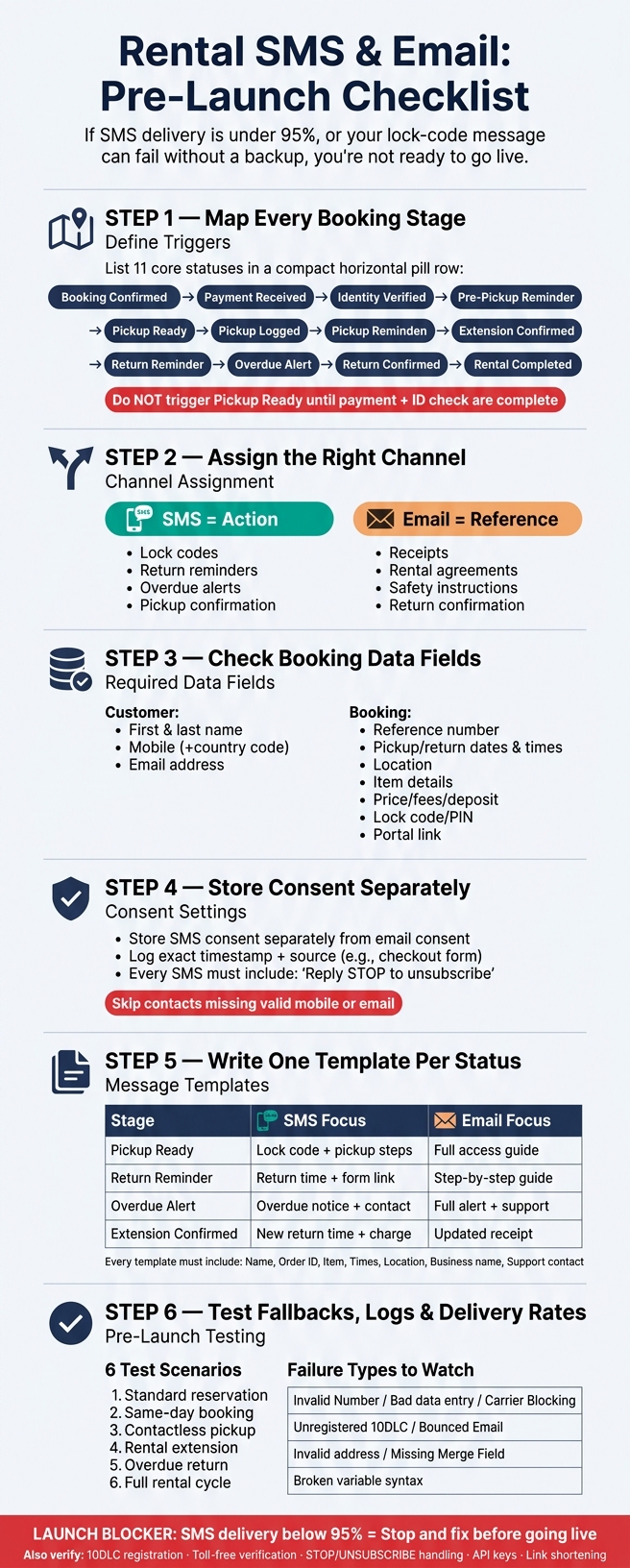 Rental Order Messaging Checklist: SMS & Email Launch Readiness