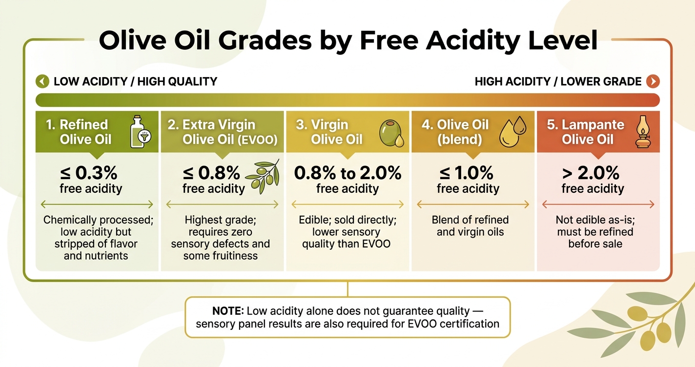 Olive Oil Grades by Free Acidity Level