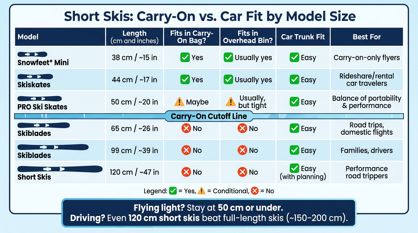 Short Skis: Carry-On vs. Car Fit by Model Size