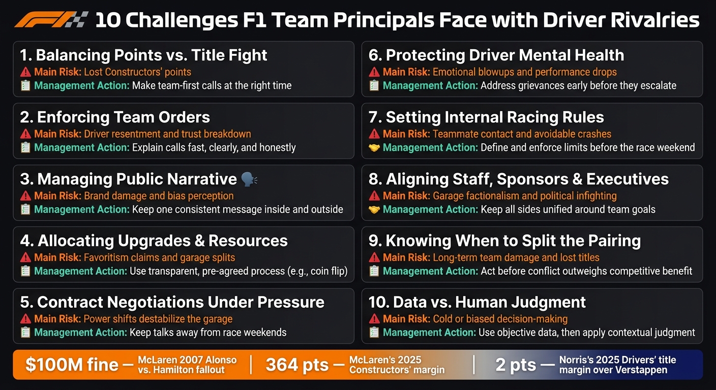 10 F1 Driver Rivalry Challenges: Risks & Management Strategies
